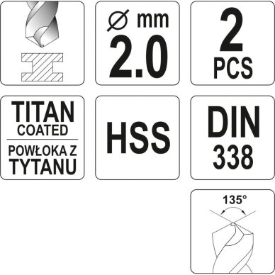 Grąžtas metalui HSS-TiN YATO DIN338 (1–13 mm) 7 Grąžtas metalui HSS-TiN YATO DIN338 (1–13 mm) 7