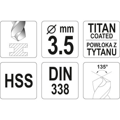 Grąžtas metalui HSS-TiN YATO DIN338 (1–13 mm) 13 Grąžtas metalui HSS-TiN YATO DIN338 (1–13 mm) 13
