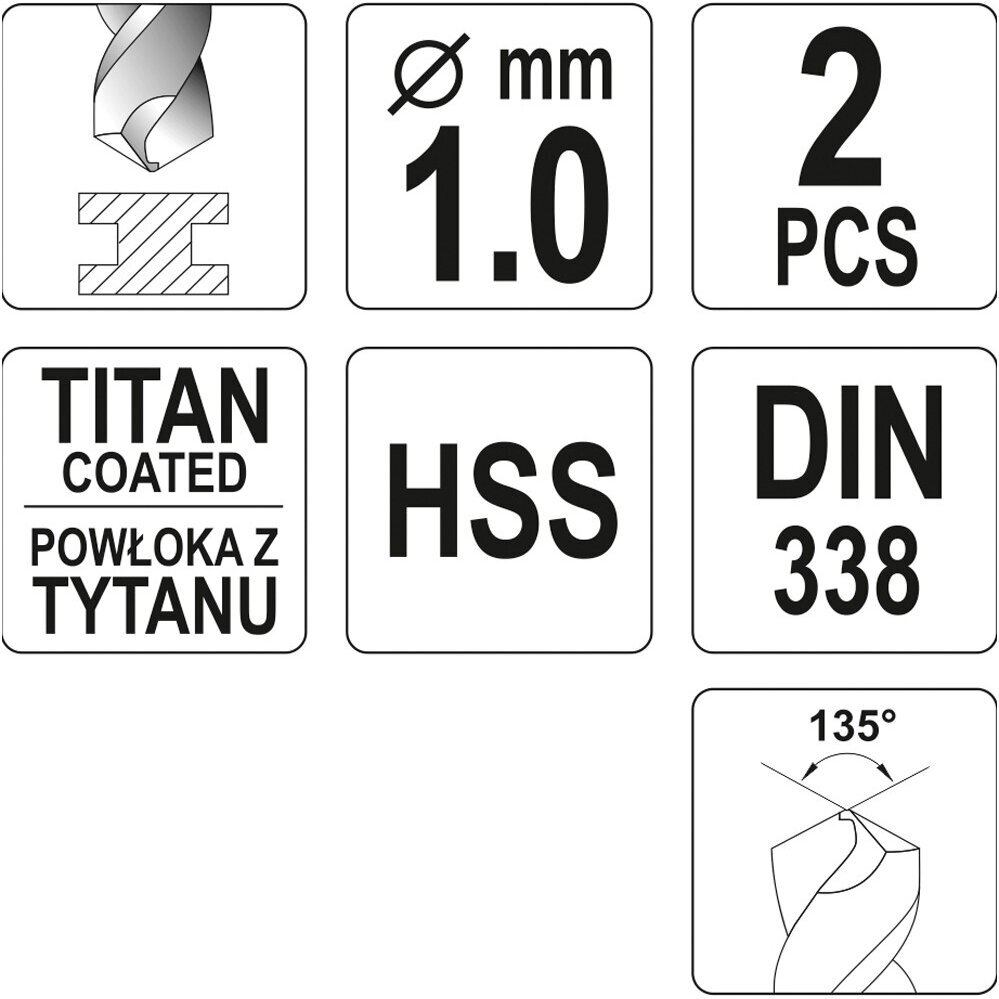 Grąžtas metalui HSS-TiN YATO DIN338 (1–13 mm) 3 Grąžtas metalui HSS-TiN YATO DIN338 (1–13 mm) 3