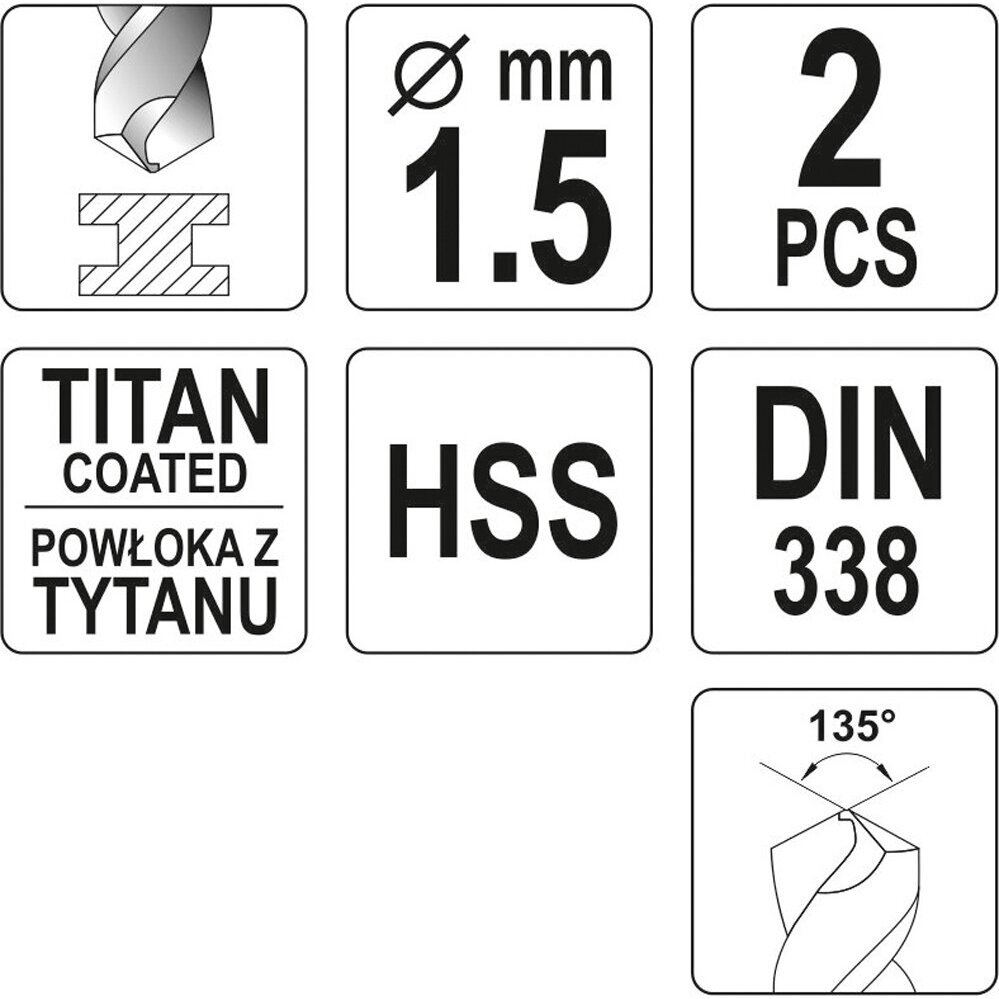 Grąžtas metalui HSS-TiN YATO DIN338 (1–13 mm) 5 Grąžtas metalui HSS-TiN YATO DIN338 (1–13 mm) 5