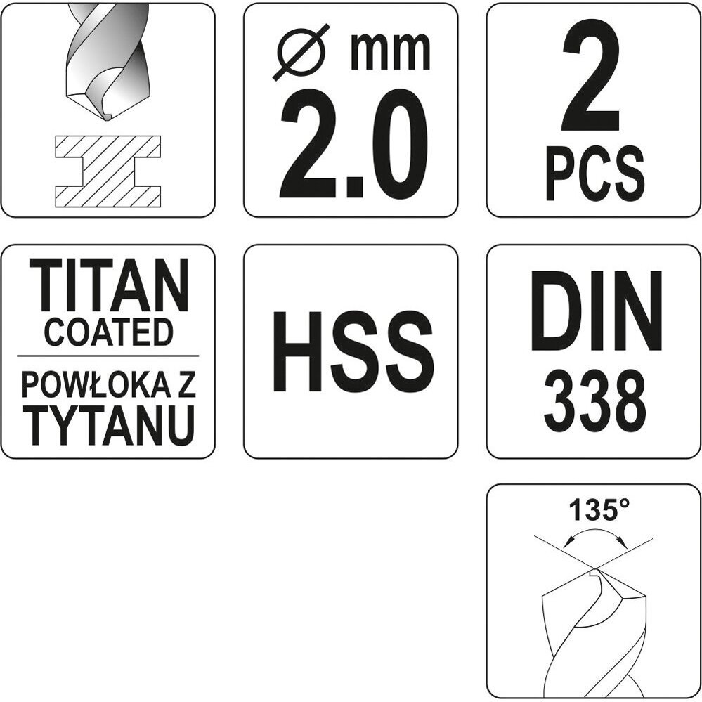 Grąžtas metalui HSS-TiN YATO DIN338 (1–13 mm) 7 Grąžtas metalui HSS-TiN YATO DIN338 (1–13 mm) 7