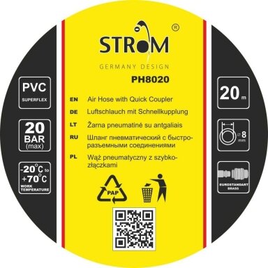 Žarna PVC su žalvarinėmis jungtimis (8x13mm), 20m
