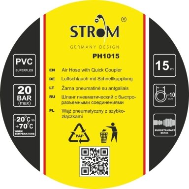 Žarna PVC su žalvarinėmis jungtimis (10x16mm), 15m