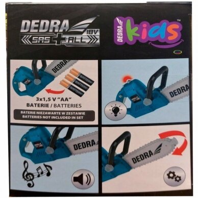 Žaislinis grandininis pjūklas su judančia grandine ir garsasis Dedra Kids 9