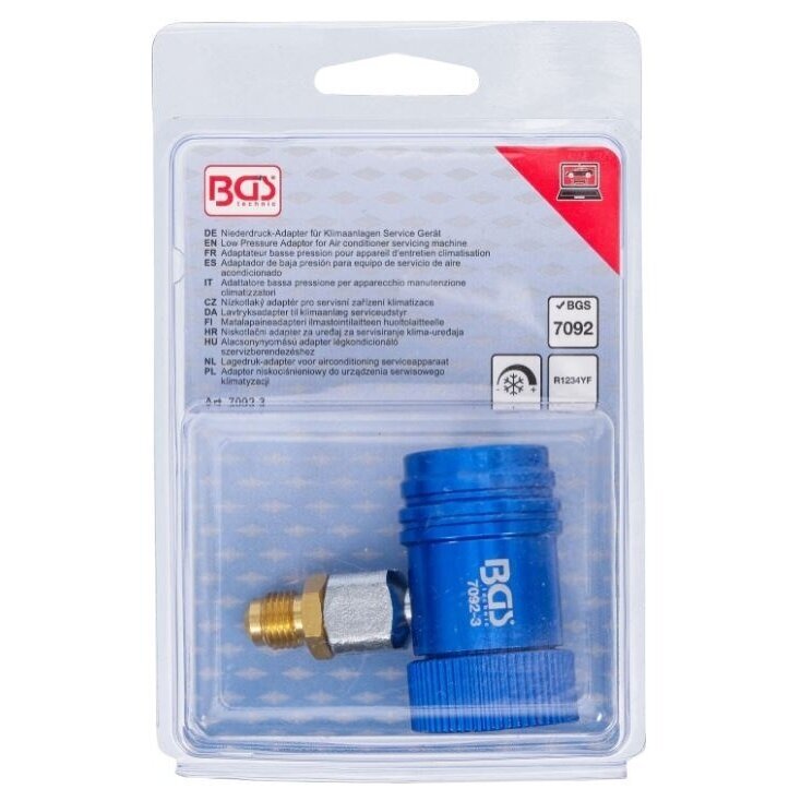 Žemo slėgio adapteris oro kondicionierių aptarnavimo įrenginiui 7092 | R1234YF BGS 3 Žemo slėgio adapteris oro kondicionierių aptarnavimo įrenginiui 7092 | R1234YF BGS 3