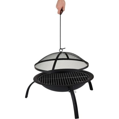 Židinys - laužavietė - grilis nešiojamas, juodas plienas 56 cm Židinys - laužavietė - grilis nešiojamas, juodas plienas 56 cm