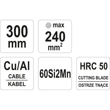 Žirklės kabeliui su terkšle 240mm² / 300mm Žirklės kabeliui su terkšle 240mm² / 300mm
