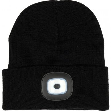 Žieminė kepurė su įmontuota LED lempa 120lm (juoda kepurė) 1