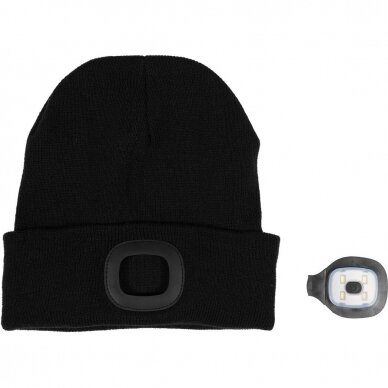 Žieminė kepurė su įmontuota LED lempa 120lm (juoda kepurė) 2