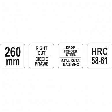 Žirklės skardai dešininės 260mm YATO 1 Žirklės skardai dešininės 260mm YATO 1