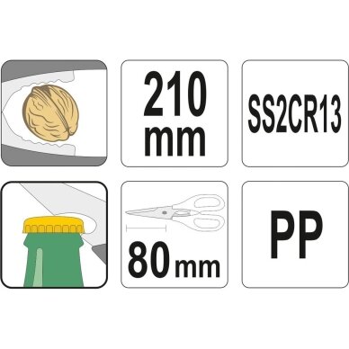 Žirklės virtuvinės universalios | 2CR13 YATO 3