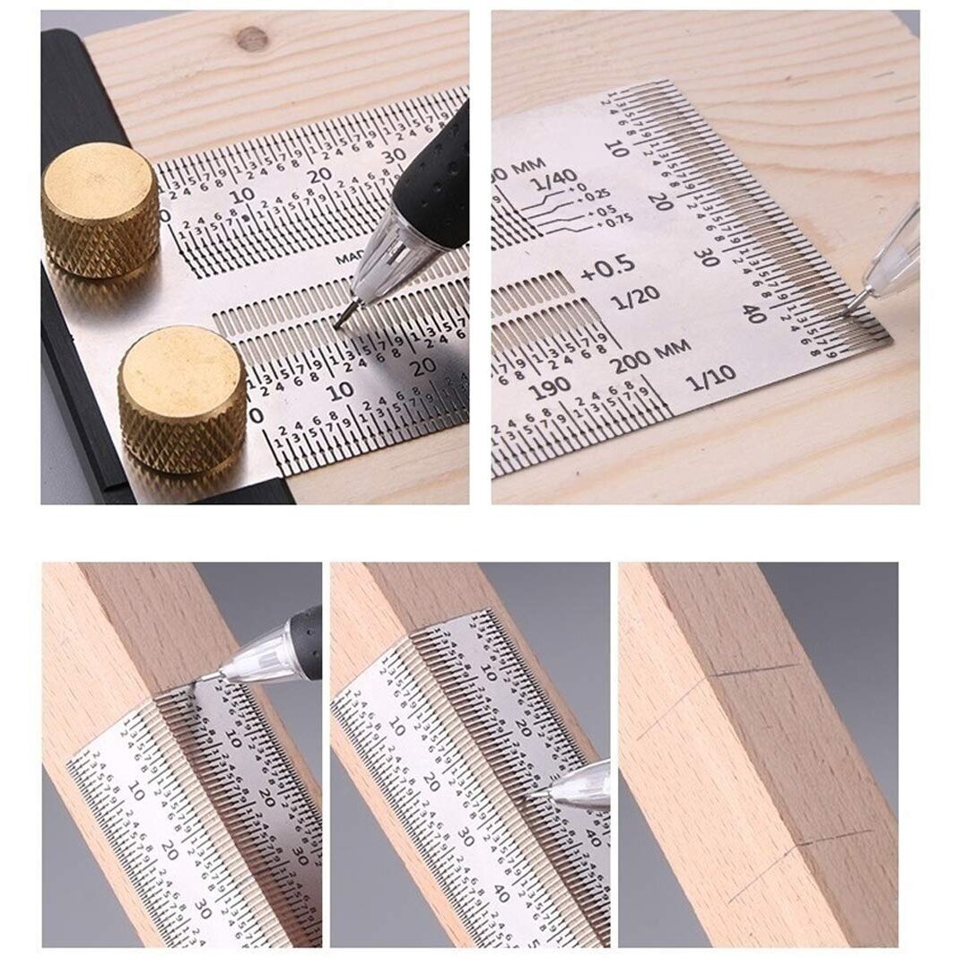 Žymėjimo / įbrėžimo liniuotė | nerūdijantis plienas | T formos | 200 mm ESSEN TOOLS 4
