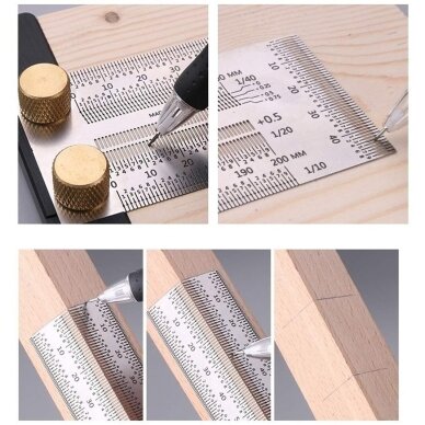 Žymėjimo / įbrėžimo liniuotė | nerūdijantis plienas | T formos | 200 mm ESSEN TOOLS 4